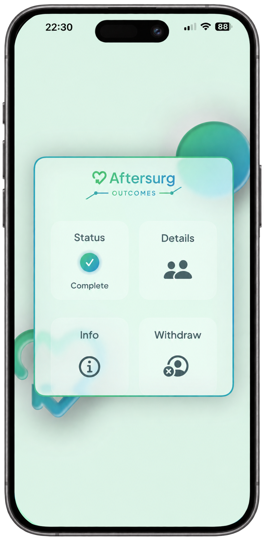 AfterSurg Outcomes app home screen for invited study participants